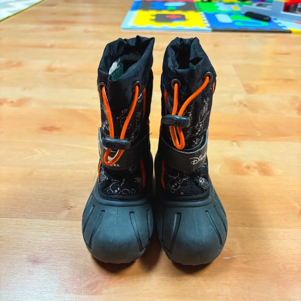 Sorel x Disney Black & Orange Olaf Frozen Insulated Winter Snow Boots Size 8
